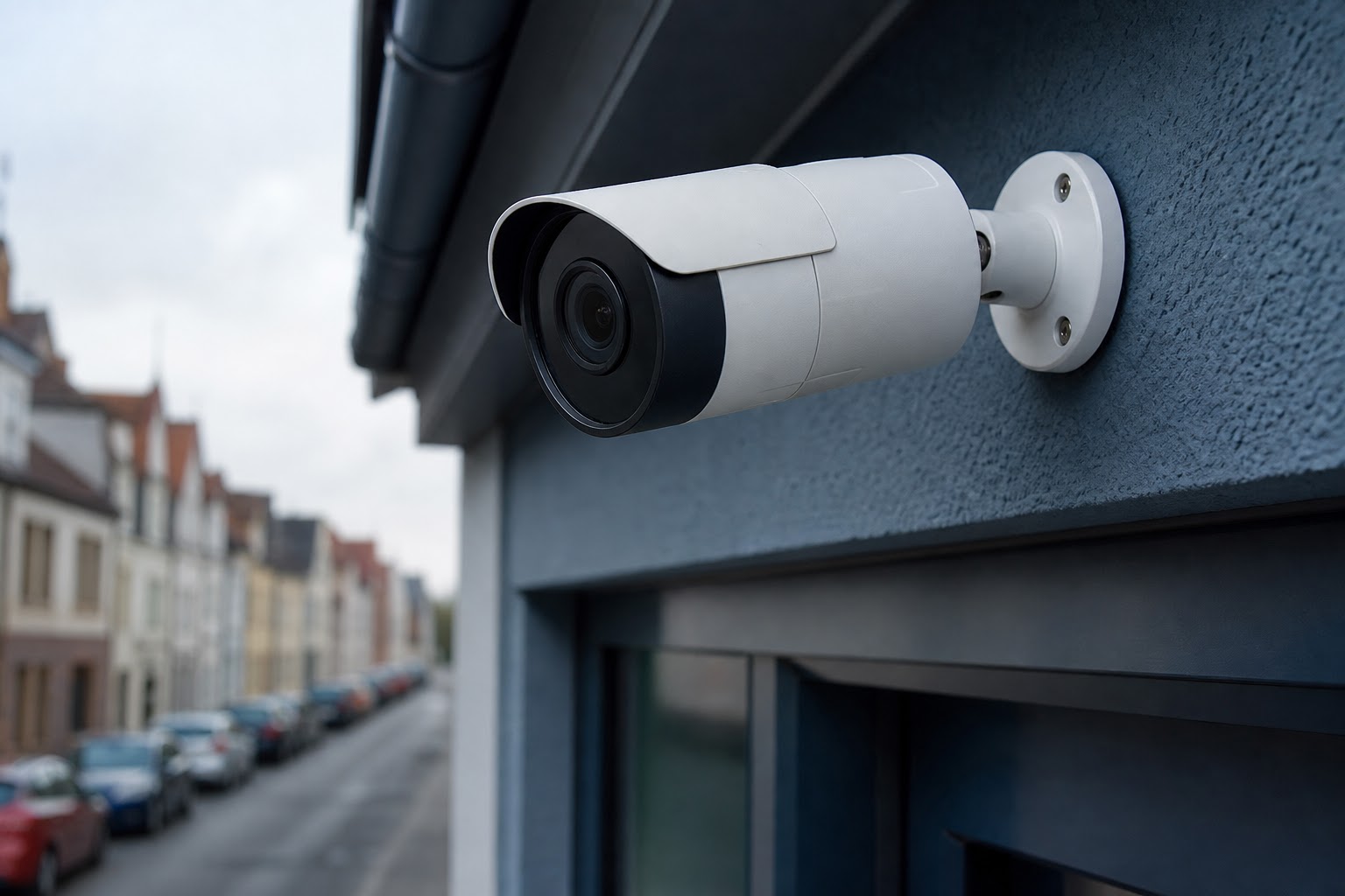 Kamera CCTV na fasáde prevádzky nad vstupom